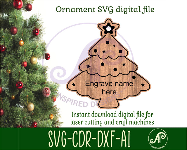 Tree shape Christmas Ornament SVG laser cut SVG APInspireddesigns 