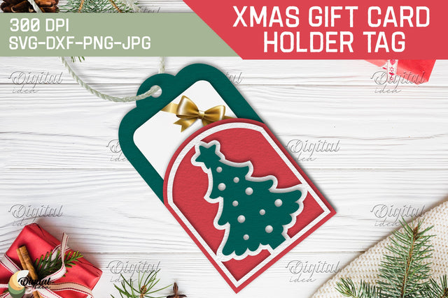Tree SVG Christmas Gift Card Holder Tag. 3D Layered Paper Cut 3D Paper Evgenyia Guschina 