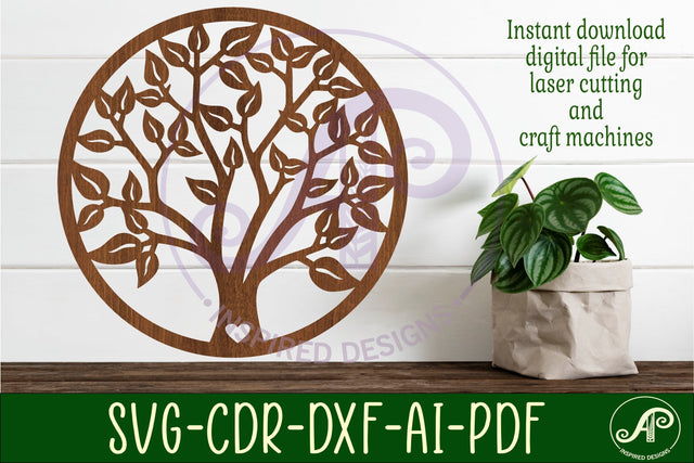 Tree wall art sign, SVG file. vector SVG APInspireddesigns 