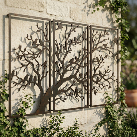 Tree Wall Art SVG Triptych | Laser Cut Tree Panels | CNC Plasma Metal Wall Decor | Tree Branch SVG Png Eps Dxf SVG HappyDesignStudio 