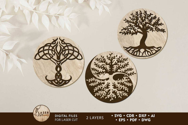 TREE Wall Panels SET, Decorative Template SVG LaserCutano 