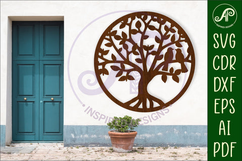 Tree with birds wall sign, SVG file. SVG APInspireddesigns 