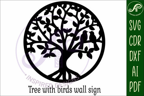 Tree with birds wall sign, SVG file. SVG APInspireddesigns 