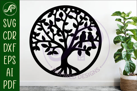 Tree with birds wall sign, SVG file. SVG APInspireddesigns 
