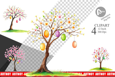 Tree with Eggs Clipart Sublimation artnoy 