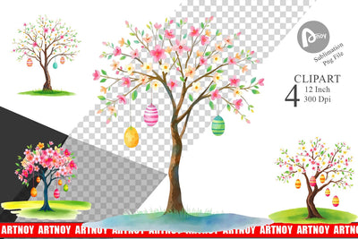 Tree with Eggs Clipart Sublimation artnoy 
