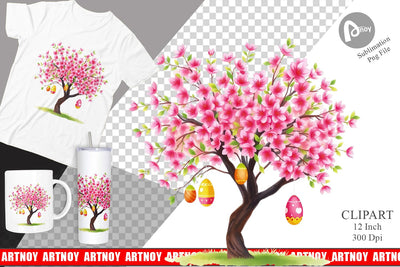 Tree with Eggs Clipart Sublimation artnoy 