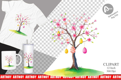 Tree with Eggs Clipart Sublimation artnoy 