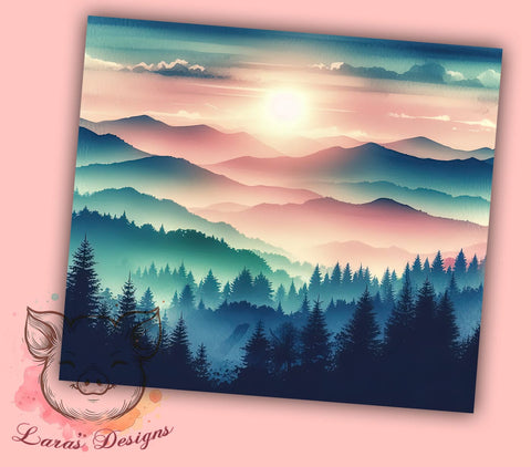 Trees With Mountain 20oz Tumbler Png, Straight & Tapered Tumbler Png, Mountain Tumbler Png, Digital Download PNG Sublimation Lara' s Designs 