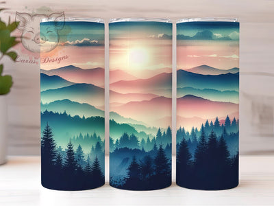 Trees With Mountain 20oz Tumbler Png, Straight & Tapered Tumbler Png, Mountain Tumbler Png, Digital Download PNG Sublimation Lara' s Designs 