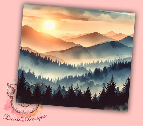 Trees With Mountain 20oz Tumbler Png, Straight & Tapered Tumbler Png, Mountain Tumbler Png, Digital Download PNG Sublimation Lara' s Designs 
