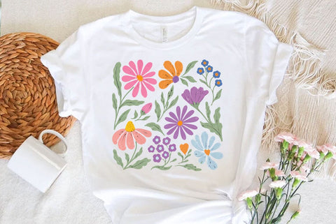 Trendy Boho Floral T-Shirt, Comfort Colors Shirt, Flower Graphic Tshirt, Cute Spring Garden Botanical Top, Summer Gift for Her, Women's Tee SVG FiveStarCrafting 