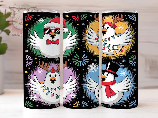 Trendy Christmas Chicken Tumbler, Xmas Chicken, Trendy Holiday, Farmhouse Christmas, Festive Tumbler, 20oz Tumbler, Sublimation Print Sublimation Lara' s Designs 