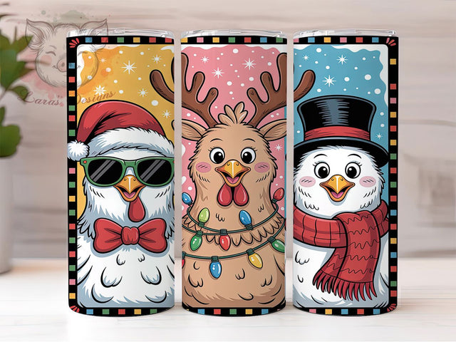 Trendy Christmas Chicken Tumbler, Xmas Chicken, Trendy Holiday, Farmhouse Christmas, Festive Tumbler, 20oz Tumbler, Sublimation Print Sublimation Lara' s Designs 