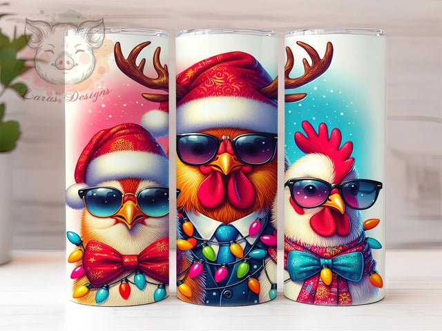 Trendy Christmas Chicken Tumbler, Xmas Chicken, Trendy Holiday, Farmhouse Christmas, Festive Tumbler, 20oz Tumbler, Sublimation Print Sublimation Lara' s Designs 