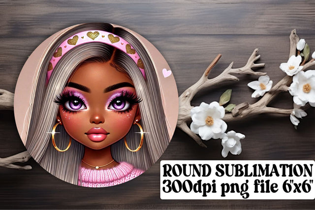 Trendy circle PNGs, perfect for custom keychain ideas! , Love Girl Sublimation afrosvg 