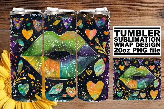 Trendy Colorful Lips Tumbler Wrap – 20oz Sublimation Design Sublimation afrosvg 