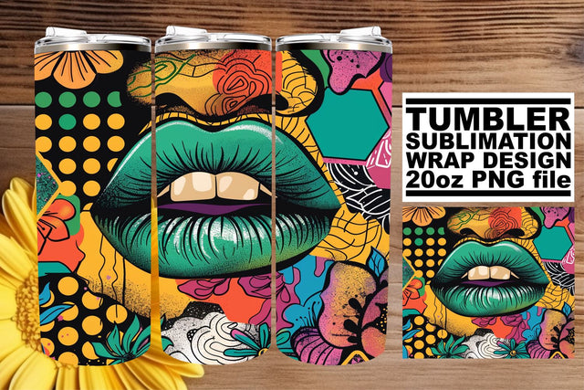 Trendy Colorful Lips Wrap – 20oz Sublimation Tumblers Design Sublimation afrosvg 