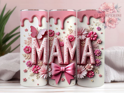 Trendy Coquette Mama 20oz Tumbler, Inflated Design, 20oz Sublimation, Trendy Drinkware, Stylish Mama Gift, Chic Tumbler Wrap, Unique Mama Gift Sublimation Li Zamperini 