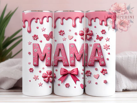 Trendy Coquette Mama 20oz Tumbler, Inflated Design, 20oz Sublimation, Trendy Drinkware, Stylish Mama Gift, Chic Tumbler Wrap, Unique Mama Gift Sublimation Li Zamperini 