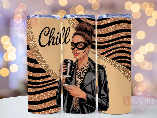Trendy Fashion Girl Tumbler, Chill Vibes, Stylish Art, Tumbler Wrap, Sublimation Design, 20oz Tumbler, Trendy Style Sublimation SvggirlplusArt 
