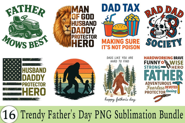 Trendy Father's Day PNG Sublimation Bundle Printable File Sublimation Creativedesigntee 