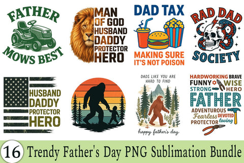 Trendy Father's Day PNG Sublimation Bundle Printable File Sublimation Creativedesigntee 