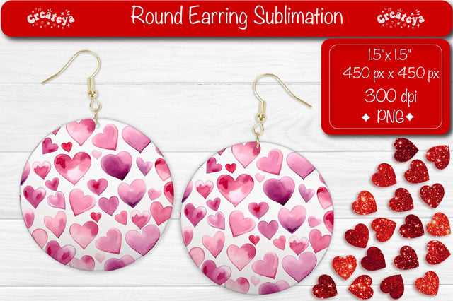 Trendy Flower Hearts Earrings – Valentine’s Day Sublimation Sublimation Createya Design 
