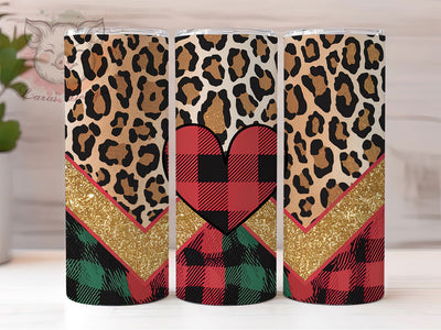 Trendy Leopard Heart Glitter Tumbler, Heart Tumbler, Glitter Tumbler, Animal Print Tumbler, 20oz Sublimation Wrap, Trendy Tumbler, Bold Tumbler Sublimation Lara' s Designs 