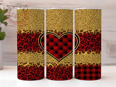 Trendy Leopard Heart Glitter Tumbler, Heart Tumbler, Glitter Tumbler, Animal Print Tumbler, 20oz Sublimation Wrap, Trendy Tumbler, Bold Tumbler Sublimation Lara' s Designs 