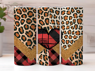 Trendy Leopard Heart Glitter Tumbler, Heart Tumbler, Glitter Tumbler, Animal Print Tumbler, 20oz Sublimation Wrap, Trendy Tumbler, Bold Tumbler Sublimation Lara' s Designs 