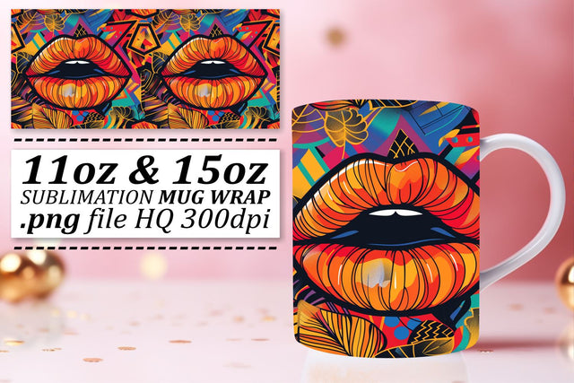 Trendy Lips Mug Design Sublimation afrosvg 