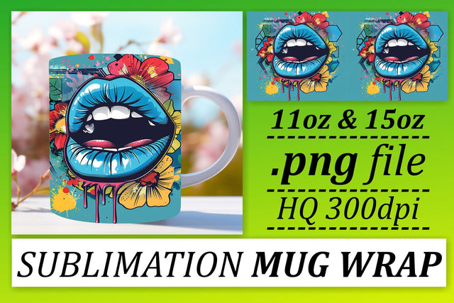 Trendy Lips Mug Wrap 11oz 15oz Sublimation afrosvg 