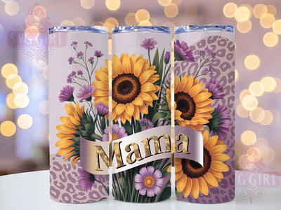 Trendy Mama Floral 20oz Tumbler, Sunflower Design, Purple Flowers Wrap, Sublimation Wrap, 20oz Tumbler Design, PNG Tumbler Wrap, Floral Theme Sublimation SvggirlplusArt 