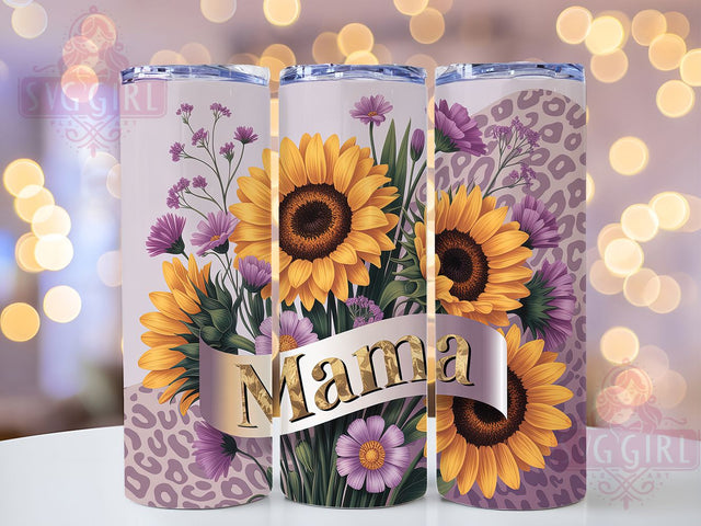 Trendy Mama Floral 20oz Tumbler, Sunflower Design, Purple Flowers Wrap, Sublimation Wrap, 20oz Tumbler Design, PNG Tumbler Wrap, Floral Theme Sublimation SvggirlplusArt 