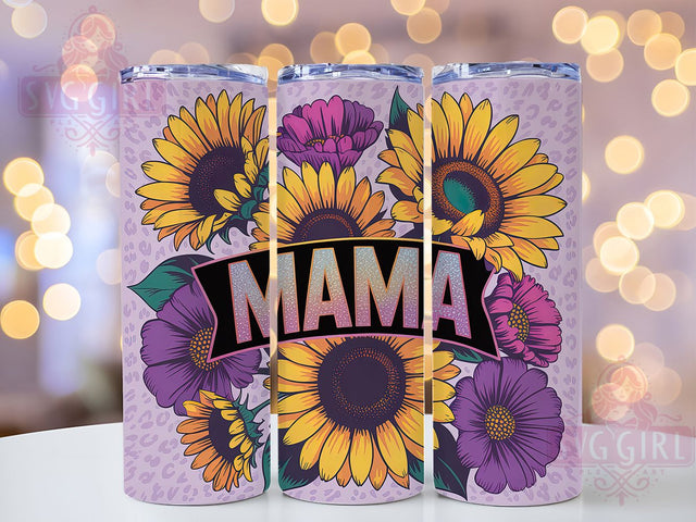 Trendy Mama Floral 20oz Tumbler, Sunflower Design, Purple Flowers Wrap, Sublimation Wrap, 20oz Tumbler Design, PNG Tumbler Wrap, Floral Theme Sublimation SvggirlplusArt 