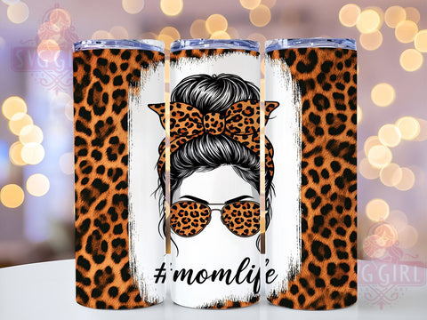 Trendy Mom Leopard Tumbler, Leopard Tumbler, Mom Life Cup, Messy Bun Design, Sublimation Wrap, Animal Print Drinkware, Mother's Day Gift, Trendy Mom Tumbler Sublimation SvggirlplusArt 