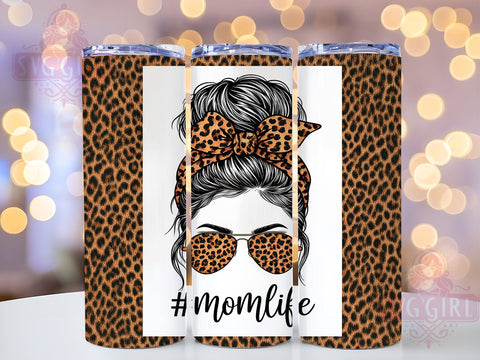 Trendy Mom Leopard Tumbler, Leopard Tumbler, Mom Life Cup, Messy Bun Design, Sublimation Wrap, Animal Print Drinkware, Mother's Day Gift, Trendy Mom Tumbler Sublimation SvggirlplusArt 