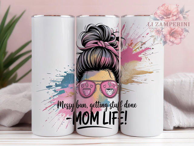 Trendy Mom Life 20oz Tumbler Wrap, Messy Bun Tumbler, 20oz Sublimation Wrap, Busy Mom Gift, Mom Hustle Design, Trendy Mom Tumbler, Coffee Lover Tumbler Sublimation Li Zamperini 