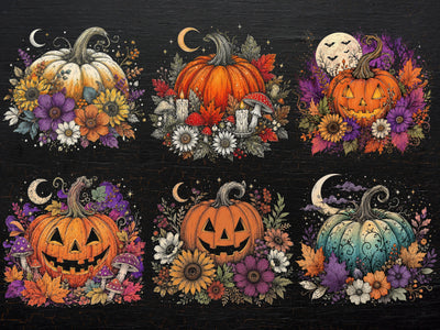 Trendy Neon Floral Pumpkin Png, Boho Fall Pumpkin Spice Shirt Design, Retro Autumn Flowers Sublimation, Preppy Fall Pumpkin Season Png SVG DesignDestine 
