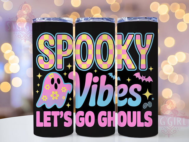 Trendy Neon Spooky Vibes Halloween Tumbler, Neon Checkered Wrap, Let's Go Ghouls Cup, 20Oz Sublimation Tumbler, Bright Halloween Drinkware, Retro Neon Gift, Creepy Cute Wrap Sublimation SvggirlplusArt 