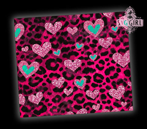 Trendy Pink Leopard Hearts Valentine Tumbler, Abstract Valentine Design, 20oz Tumbler Wrap, Trendy Valentine Gift, Leopard Print Mug, Personalized Heart Tumbler, Cute Valentine's Day Decor Sublimation SvggirlplusArt 