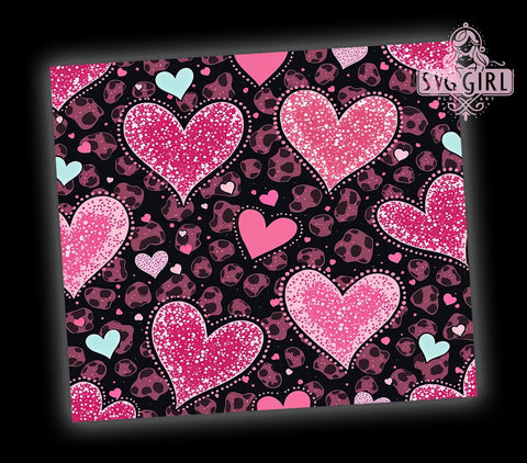 Trendy Pink Leopard Hearts Valentine Tumbler, Abstract Valentine Design, 20oz Tumbler Wrap, Trendy Valentine Gift, Leopard Print Mug, Personalized Heart Tumbler, Cute Valentine's Day Decor Sublimation SvggirlplusArt 