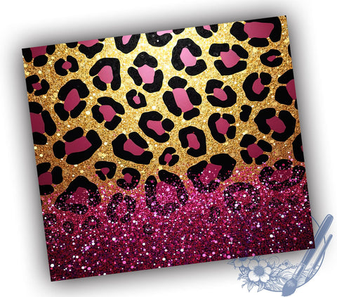 Trendy Purple Leopard Tumbler, Purple Glitter Tumbler, Leopard Print Cup, Gold Glitter Design, Sublimation Wrap, Animal Print Drinkware, Trendy Tumbler, Fashionable Glitter Cup Sublimation ToriDesigns 