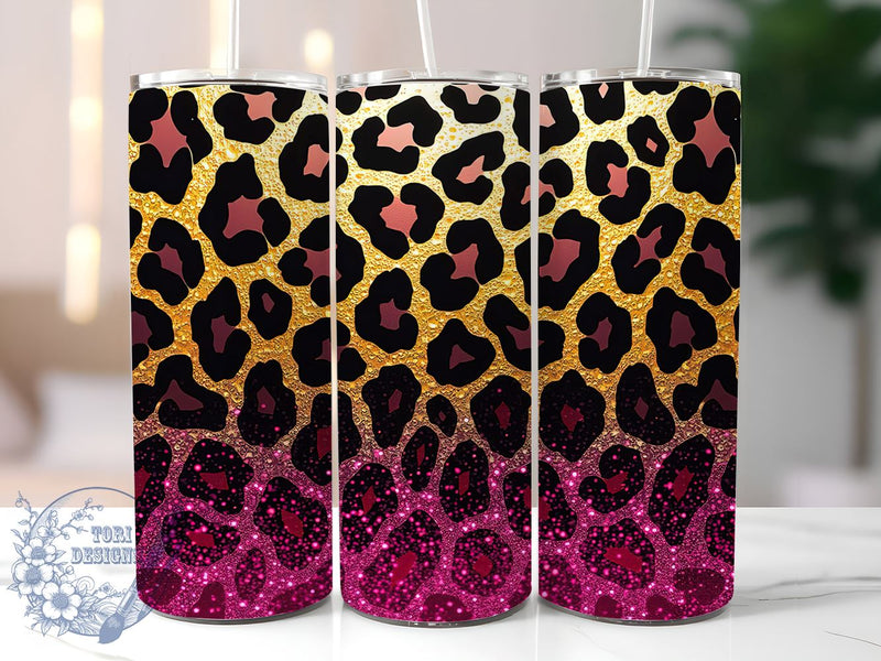 Trendy Purple Leopard Tumbler, Purple Glitter Tumbler, Leopard Print Cup, Gold Glitter Design, Sublimation Wrap, Animal Print Drinkware, Trendy Tumbler, Fashionable Glitter Cup Sublimation ToriDesigns 
