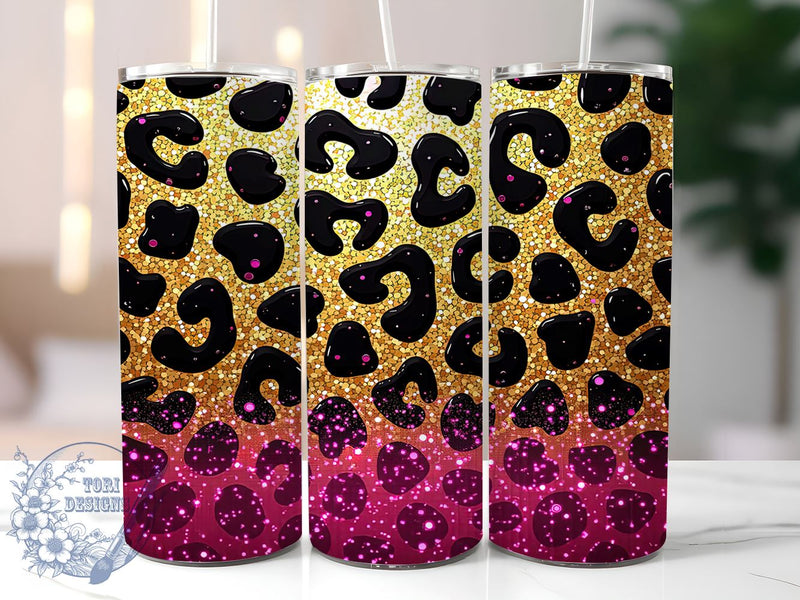Trendy Purple Leopard Tumbler, Purple Glitter Tumbler, Leopard Print Cup, Gold Glitter Design, Sublimation Wrap, Animal Print Drinkware, Trendy Tumbler, Fashionable Glitter Cup Sublimation ToriDesigns 