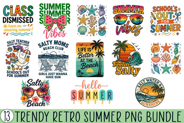 Trendy Retro Summer PNG Bundle Printable File Sublimation Creativedesigntee 