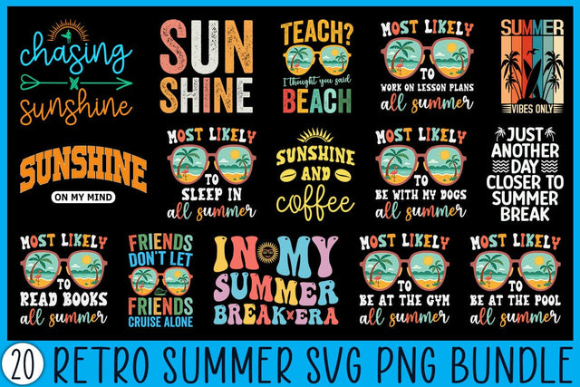 Trendy Retro Summer SVG PNG Bundle Cut File SVG Creativedesigntee 