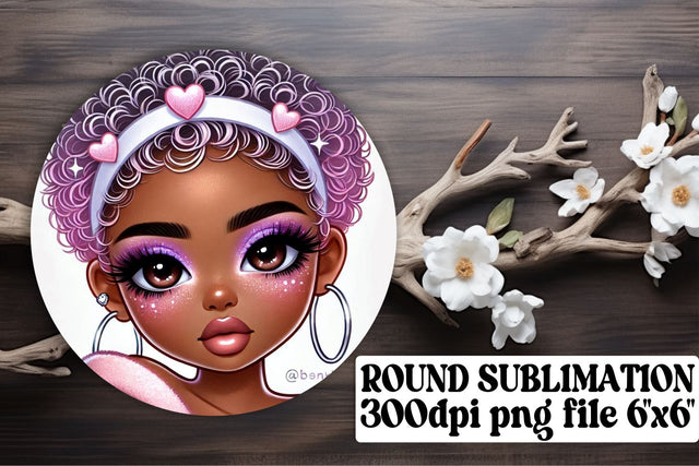 Trendy round designs for keychains, ready for sublimation! , Love Girl Sublimation afrosvg 