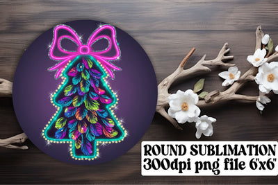 Trendy round PNGs for keychains, sublimation-ready format! , Neon Xmas Sublimation afrosvg 
